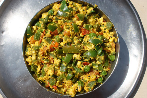 Matar Paneer Shimla Mirch - Indian Cheese with Bell Pepper and Green Peas
